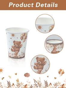 Bộ 40 món/Bộ đồ ăn dùng một lần hình gấu nâu cho tiệc tắm em bé, Thiết kế gấu bóng bay màu nâu dễ thương cho tiệc tắm em bé Bộ đồ ăn dùng một lần bằng giấy, Thích hợp cho tiệc sinh nhật lần thứ 1, tiệc cho trẻ sơ sinh, sự kiện gia đình bé trai hoặc bé gái, - Gấu nâu - Xem 15