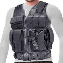 Airsoft Vest Adult Adjustable SXXXXL Tactical Vest For Men Lightweight Breathable 600D Nylon Youth Combat Vest For Paintball Training Black