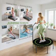SPORTNOW 40'' Foldable Fitness Trampoline, Mini Trampoline Bungee Rebounder With 5-Level Adjustable Handle For Adults Indoor Outdoor Exercise - Green - View 6