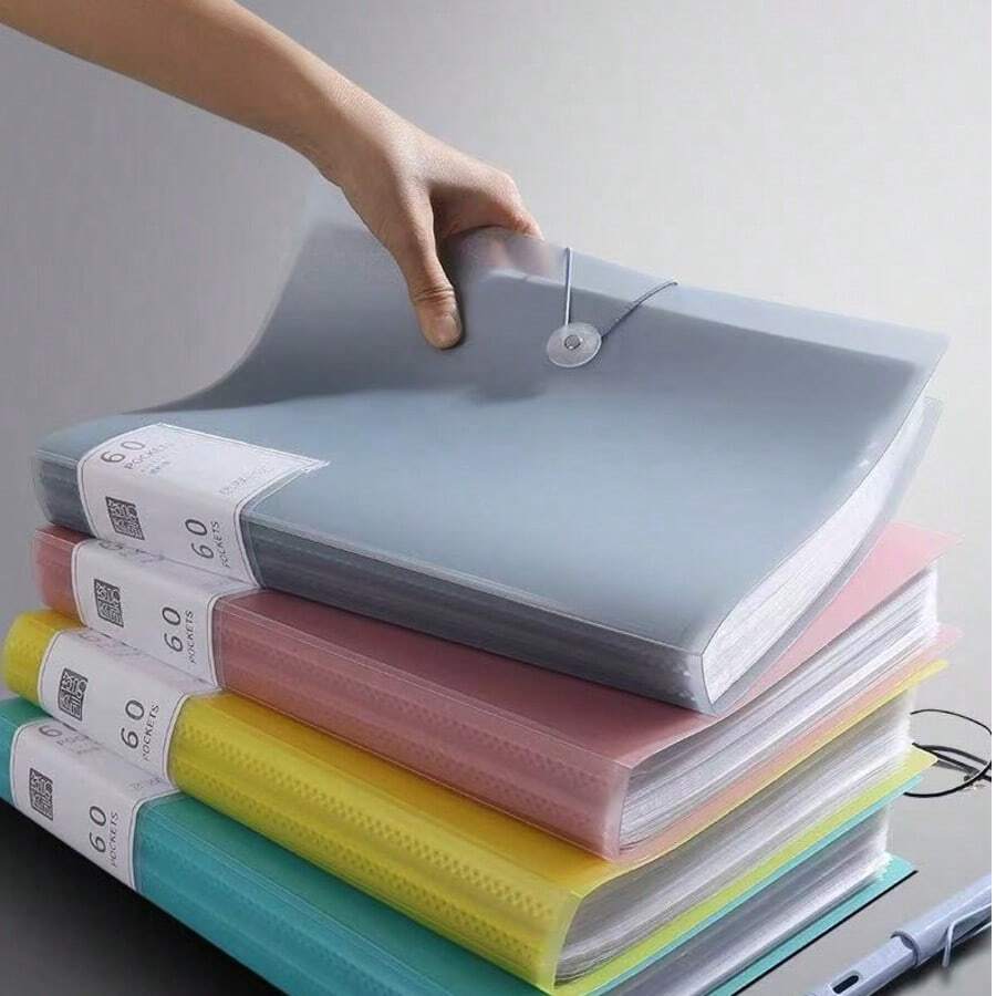 Carpeta transparente tamaño A4 con 20 fundas transparentes, organizador de documentos multiusos