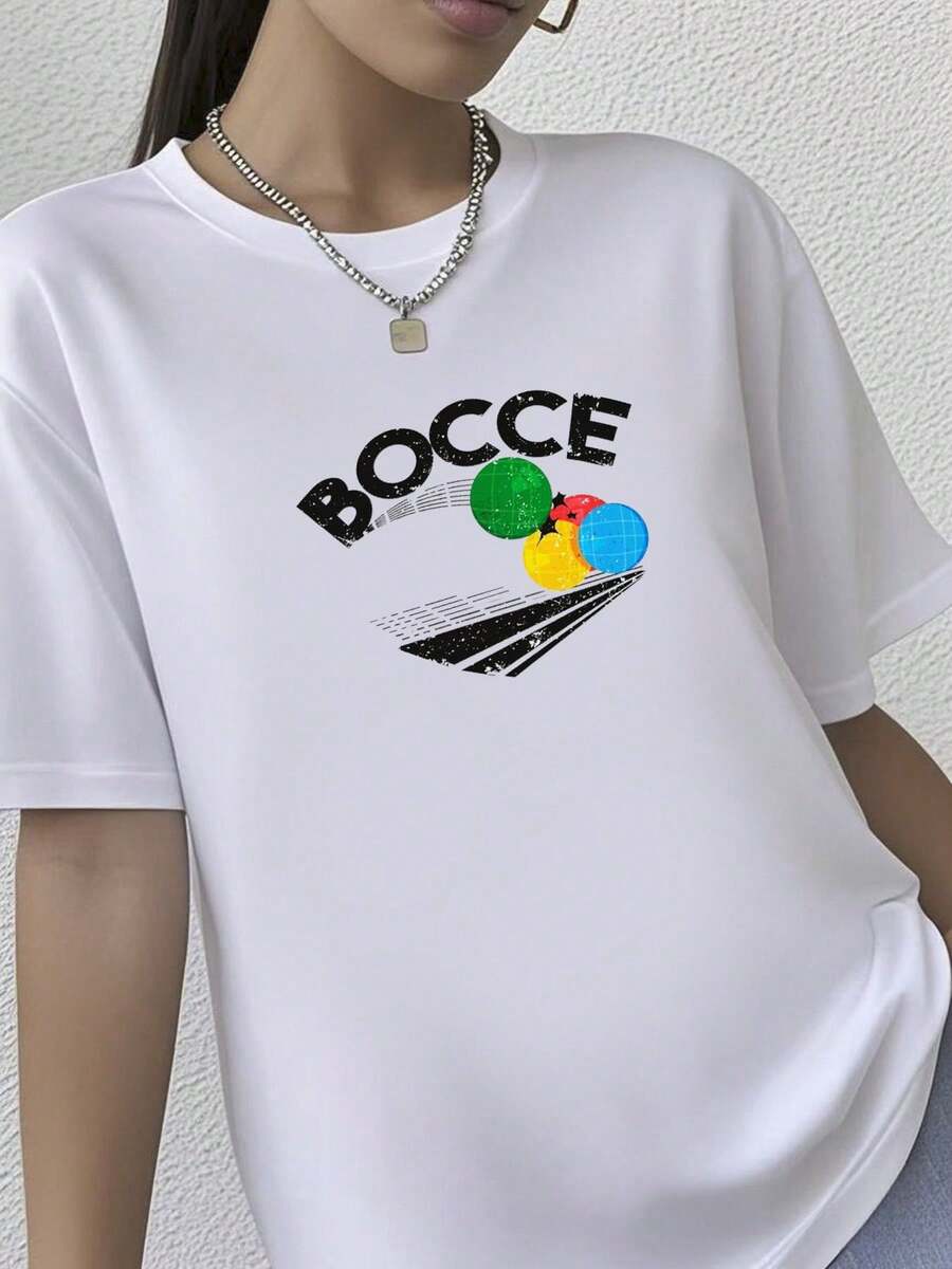 180g pure Cotton Petanque Bocce Ball Game Funny Unisex Gamer Meme Cult Movie Music Cool Gift Tee T Shirt C889 Versatile T-Shirt For Women Casual Slightly fashion women Casual Print Round Neck Short Sleeve Stretched streetwear Soft Women Top Graphic Tees graphic - Blanco - Ver 1