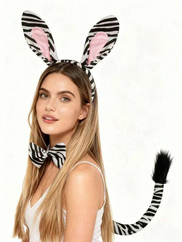 Neue Mode süße Tier Zebra Ohren Haarband, Kostümparty Kopfschmuck Kopfstück für Bühnenauftritte, Karneval Make-up, Party Dekoration Requisite Halloween