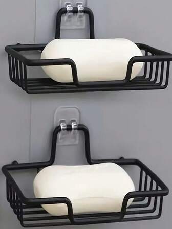 طبق صابون من الفولاذ المقاوم للصدأ مثبت على الحائط بشكل مستطيل مع تصريف للصابون، بدون حاجة لثقب الحائط، ديكور عيد الميلاد وعيد الهالوين