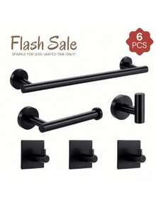 5件套不锈钢浴室配件：毛巾杆、毛巾环、卫生纸架、毛巾挂钩、浴袍挂钩 - 壁挂式201不锈钢五金套装，适用于家居展厅和酒店浴室卫浴产品、家居装饰、整洁的储物架、浴室洁具、浴室五金套装、浴室配件、浴室工具 - 彩色 - 查看 14