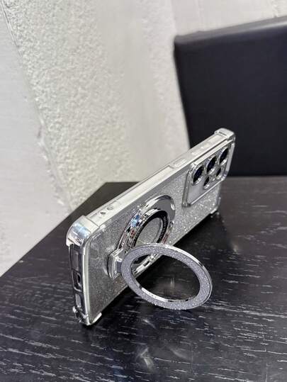 1 طقم: 1 قطعة غطاء هاتف سميك بتدرج لامع + 1 قطعة حامل هاتف قابل للطي لامع، متوافق مع سامسونج S25ULTRA، S24FE، S23PLUS، A56، A55، A54، A16، A15، A73، متوافق مع آيفون 17promax، 16pro، 15plus، 14، 13، 11، ريدمي نوت 14pro+، 14C، 13C، HONOR 400PRO