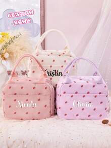 Personalized Lunch Box Bag, Custom Name Lunch Box Tote Bag, Personalized Insulation Bag, Picnic Bag, Insulation Lunch Bag, Back To School Gift, Fashionable, Colorful, Cute, Simple, Kawaii, Unique Personalized Custom Gift