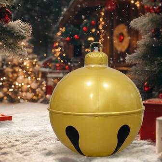 1/2pcs Inflatable Bell Ball, PVC Material, Suitable For Indoor/Outdoor Hanging Christmas Decoration, New Year Party Decor, Photo Props, Christmas Gift Christmas Decorations Winter Room Decor Christmas Decorations Home Christmas Gifts Christmas Decor