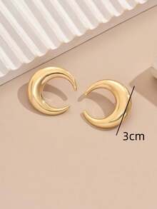 1 Pair Minimalist Fashion Crescent Moon Shape Stud Earrings, Style For Women - Yellow Gold - View 5