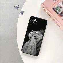 Funda Mate para Teléfono Compatible con  16 Plus 15 14 13 12 11 Pro Max Mini 7 8 XR 16Pro XSMax Corona de Tigre Rey León Tigre Funda Negra Suave, Funda Compatible con  17,  17 Pro,  17 Pro Max - UUAZA01 - Ver 12