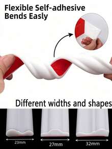 White Flexible Peel And Stick Wall Decor - Self-Adhesive Waterproof PVC Molding, Suitable For Doors, Tiles, Cabinets, Mirrors And DIY Home Decor Projects, Cabinet Details | Decorative Edging | Self-Adhesive Strips - Multicolor - View 19