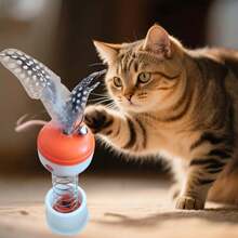 Cat Toys | Feather Teaser Wand * Automatic Treat Dispenser | Interactive Food Puzzle Toys | Indoor Fun Activity To Prevent Boredom - Multicolor - View 7