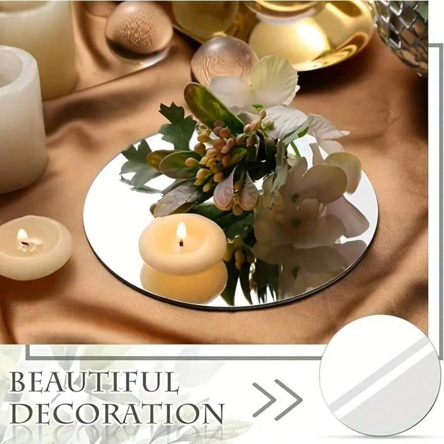 12 piezas Juego de espejos acrílicos irrompibles, pegatinas de espejo autoadhesivas, kit de decoración de centro de mesa para bodas, bandejas de espejo flotante redondas, adecuado para regalos de despedida de soltera y decoración de mesa, velas de fiesta de cumpleaños, decoración del hogar en mosaico, superficie lisa, estilo minimalista esencial para entusiastas de bricolaje, pegatinas de pared, decoración de habitación, decoración de pared, pegatina de pared, decoración de dormitorio, decoración de cocina