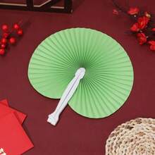 1pc Chinese Style Solid Color Folding Paper Fan, Decorative Hand-Held Folding Fan Suitable For Spring/Summer, Costume, Party, Dance Performance, Photography Props, Portable Round Fan For Women, Hanfu Cheongsam Classical Round Fan, Women Fan, Wedding Round Fan