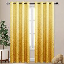 DWCN 2pcs Ombre Blackout Curtains For Bedroom - Damask Patterned Thermal Insulated Grommet Curtains For Living Room - 黃色 - 查看 9