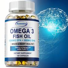 Cápsulas de aceite de pescado Omega 3 de 6330 mg, potencia triple: contienen EPA y DHA para favorecer la salud del corazón, el cerebro, los ojos y el sistema inmunitario (120 unidades) - 120 cápsulas - Ver 1
