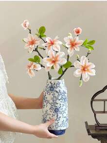 Wazon porcelanowy w kolorze niebieskim i białym, duża ceramiczna ozdoba, kreatywny stolik do herbaty, salon, woda odżywcza, kompozycja kwiatowa, ekskluzywny, nowy wazon w stylu chińskim