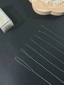 5pcs/Set - Ultra Fine Handmade Beading Needles, Tiny Hole Needle For Stringing Pearls And Beads - Silver - View 7