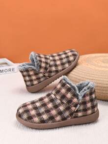 女式冬季毛绒内衬保暖舒适软底一脚蹬休闲保暖靴 - 咖啡棕 - 查看 7