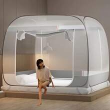 Mosquitero para Cama, Plegable Mosquitera Cama-Up (180 * 200 * 165), Mosquitera Tienda de Campaña, Portátil Mosquito Cortina, con Cremallera 2 Entradas - 1 - Ver 2