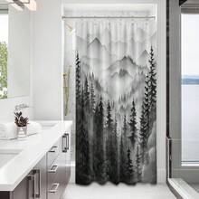 Black And White Forest Small Shower Curtain Stand Up Stall Shower Curtains Rv Narrow Nature Rustic Woodland Pine Tree Bathroom Decor, Waterproof Cloth Fabric With Hooks 36''W X 72''L{"Color_name":"BlackandWhite","Size_name":"36\"Wx72\"L(Packof1)"} - 多色9 - 查看 4