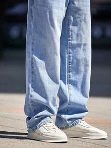 Teenagers' Fashion Unique Ins Style Light Blue Casual Denim Pants
