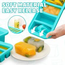 Silicone Freezer Trays With Lid, 4 Cup Soup Freezer Container Large Cube Molds With Reinforced Steel Ring Top Freezing Soup Sauce Broth Leftovers Oven, Easy To Demold Easy Meal Prep Container - Cúp Xanh-4 - Xem 6