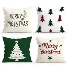 4pcs Simple Christmas 4-Piece Set, Single-Sided Printed Throw Pillow Cover 45*45cm - Multicolor - View 13
