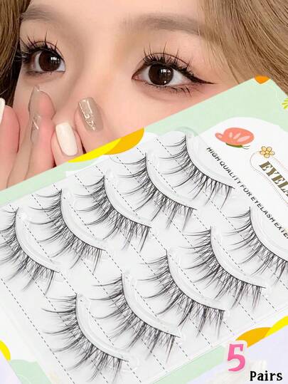 5 paia di ciglia finte naturali, facili da usare e risparmio di tempo, amichevoli per gli occhi, ciglia finte dallo sguardo naturale e morbido