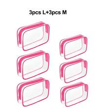 12/6 حقيبة شاطئ صيفية مجموعة أكياس مستحضرات التجميل الشفافة من البي في سي مع سحاب ومقبض، حقيبة سفر محمولة، حقيبة منظمة للرحلات والعطلات، ضروريات السفر، اكسسوارات السفر، حقيبة مستحضرات تجميل مقاومة للماء للسفر للحمام، سعة كبيرة للرجال والنساء