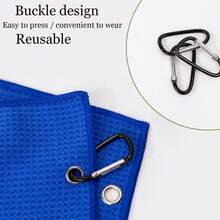 Outdoor Sports Square Microfiber Golf Ball Cleaning Towel With Carabiner, Absorbent Cleaner, Club Head Wipe Cloth