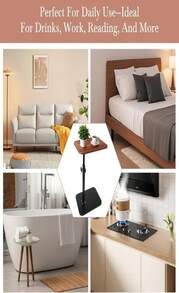 Dongxw C Shaped Table, Compact End Table, Sofa Armrest Tray For Sofa, Bed, Or Small Spaces, Black