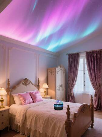 1pc Aurora Projection Lamp, Home Decor LED Light, Bedroom Wave Mood Light, Bedroom Night Light, Space Projection Decor, Romantic Ambiance For Dates, Holiday Gift, Multi-Pattern, Remote Control, Suitable For Bedroom, Living Room, Game Room, Party, Birthday, Christmas, Bedroom Decor, Christmas Home Decor, Room Decor, Ceiling Projector. Projector, LED Galaxy Starry Night Light