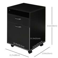24" Vertical Filing Cabinet With Drawer, Mobile File Cabinet With Wheels For Home Office, Black - 黑色 - 查看 2