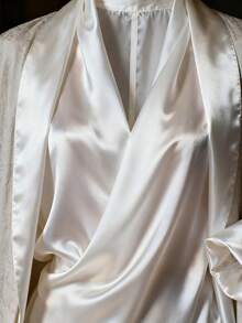 1pc Silky White Satin Fabric, Faux Silk Draping Material, Dress Lining, DIY Clothing Fabric - White - View 6