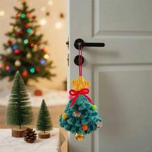 Car Rearview Mirror Charms Cute Crochet Christmas Tree Hanging Decorations Small Ornaments - Dark Green - View 4