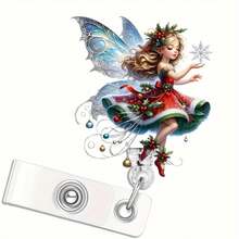 2 pièces/set Porte-badge rétractable de Noël avec cordon, porte-carte d'identité avec étiquette de nom de fête, convient pour les infirmières, les employés de bureau, les enseignants et les étudiants