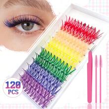FQBFQB 120/480pcs Eyelash Clusters, DIY Eyelash Extension Clusters, D-Curled Eyelash Clusters,5-16mm Mixed, Eyelash Clusters Kit With 4 Styles - Bottom Lashes, Natural, Charming, Daily, Six Color Mixing Sets, Diy At Home, Suitable For Beginners To Use