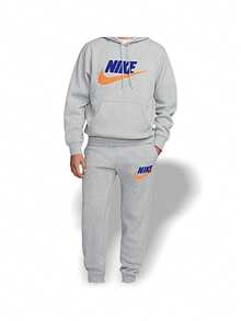 Nike Club Fleece 男式连帽衫 健身房日常下班后休闲旅行通勤轻质羊毛衬里超大版型可调节抽绳亲肤易清洁灰色 FN3104-063 - 灰色 - 查看 6