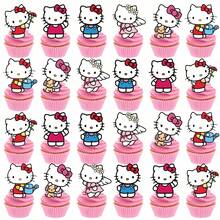 25pcs/Set Hello Kitty Cake Fork Picks, Home Party Cake Decoration DIY, Campus Party Supplies