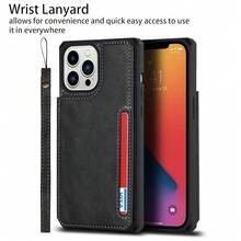 For IPhone 13 Pro Max Case With Card Holder,For IPhone 13 Pro Max Wallet Case For Women Men,Stand And Strap,Leather Shockproof Phone Case- Black{"Color_name":"A-Black"} - 多色6 - 查看 7