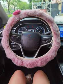Husă volan auto caldă de iarnă, husă de protecție pentru volan auto de pluș, fără inel interior, husă de mâner pentru volan de iarnă pentru fete drăguțe.