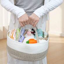 1 Stück Mehrzweck Aufbewahrungskorb, geteilter tragbarer Organizer Korb für Flaschen, Windeln, Babyutensilien, handgewebter Seil Wäschekorb, Großraum Aufbewahrungsbehälter für Zuhause, Schlafzimmer, Spielsachen, Outdoor Nutzung