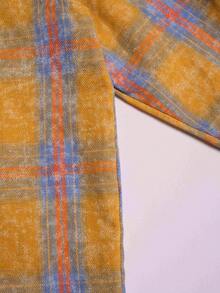 ANDREILEE Retro Yellow Plaid Long Sleeve Shirt, Unisex Autumn Early Fall Casual Cardigan Outerwear - Yellow - View 7