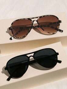 2/3pcs Women Aviator Frame Classic Ins Style Shades Basics Elegant Living Ins Style Casual Popular Design Fashion Glasses Combination For Street Snap,Weekend Outfit,Musical Festival,Vacay Vibes,Outdoor Casual Activities,Driving,Fishing Decoration - 彩色 - 查看 3