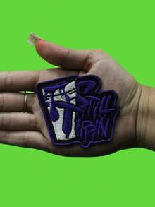 1pc "Still Tippin" Purple Patch With Houston Double Cup Embroidery Iron-On Applique - Multicolor - View 2