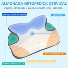Almohada Cervical Ortopédica Ergonómica de Memory Foam 60x40x12 cm - Ideal para Dormir de Cualquier Posició - Multicolor - Ver 3