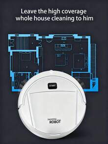 1 Piece Robot Vacuum Cleaner, Can Clean From Hard Floors To Medium-Thick Carpets, Super Suction, Ultra-Thin And Quiet, Built-In Memory Function, Multiple Cleaning Modes, 3 Cleaning Modes. Best For Removing Pet Hair, Food Crumbs, Water On The Floor - A Good Helper For Home Cleaning. - 白色 - 查看 9