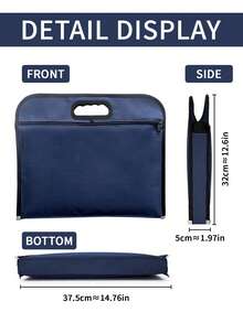 1pc Durable Zipper Document Bag, Large Capacity Conference Bag, Double Layer Multi-Functional Document Organizer, File Folder, Business Meeting Zipper Document Bag