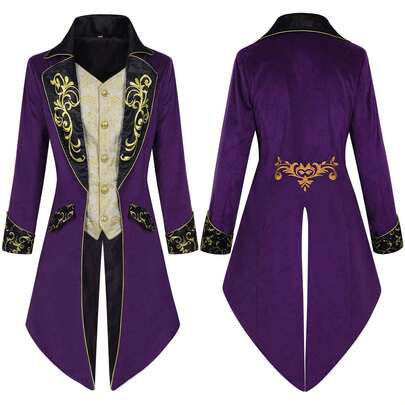Jaqueta medieval steampunk masculina de Halloween, casaco gótico da era vitoriana, uniforme de fantasia masculina