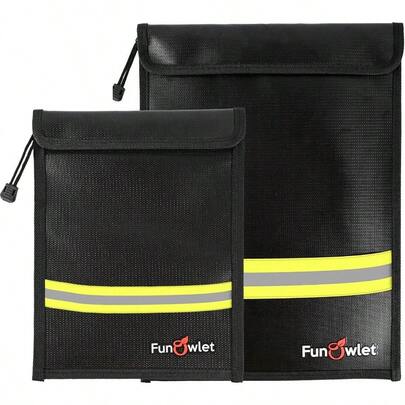 ZYDS Fireof Of Money Document Bag 2 Pack  Upgraded Zper Bags Fire And Water Reant Sage Organizer Pouch For A4 A5 Documen Holder File Cash Ewelry Pas Tablet  Black